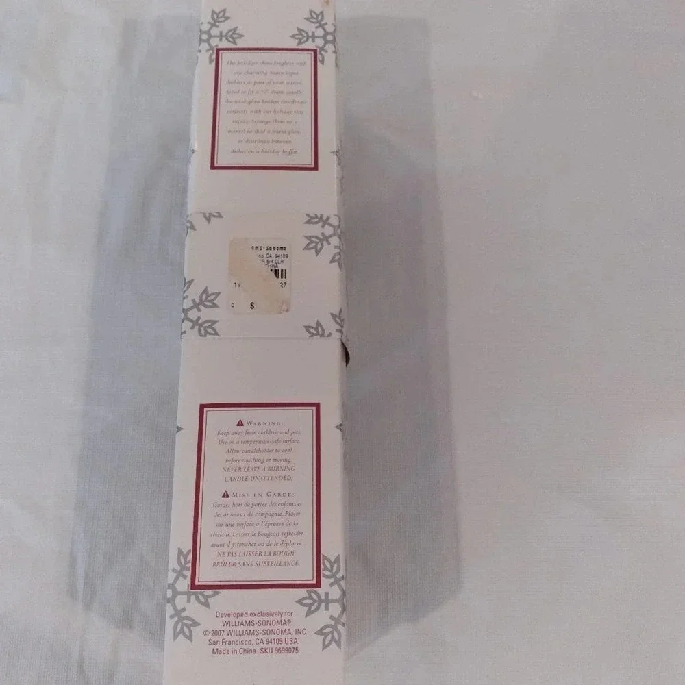 Williams Sonoma Santa Glass Taper Candle Holders Set of 4